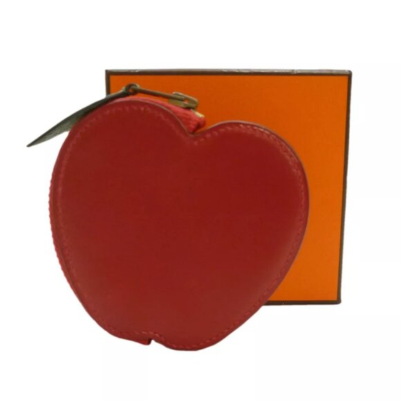 Authentic HERMES Apple Motif Coin Case Purse Leather Y in Circle - Picture 1 of 11